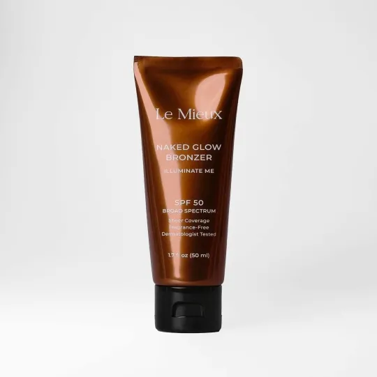 Le Mieux, Гелевый бронзатор для лица с пептидами SPF50, Naked Glow Bronzer tube